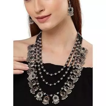 Новейший стильный комплект ювелирных изделий из оксидированного традиционного оксидированного ожерелья для женщин (черный)