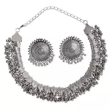 Новейший стильный традиционный набор украшений из окисленного серебра для женщин