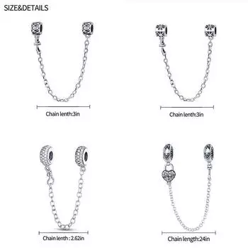 Новинка, 100% серебро 925 пробы, цветочная защитная цепочка, подвески из бисера, подходит для браслета, подвеска, женская мода, изящные ювелирные изделия