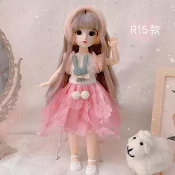 Новинка, 12 дюймов, 23 подвижных шарнира, кукла BJD, 30 см, 1/6, платье для макияжа, милые коричневые куклы с глазным яблоком и модное платье для игрушек для девочек Doll and clothes