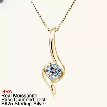 Новинка, 1 карат, настоящий D цвет, муассанит, ожерелье, 100% S925, чистое серебро, блестящий лабораторный бриллиант, свадебные украшения GRA