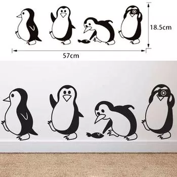Новинка, 1 шт., милый черный пингвин, ПВХ, стикер на стену, художественные наклейки на стены, домашний декор