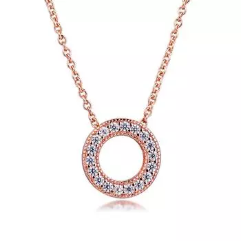 Новинка 2020, ожерелье из стерлингового серебра 925 пробы, розовое золото, круговое колье с паве, прозрачная цепочка с цирконием, ожерелья для женщин, ювелирные изделия, Colgantes
