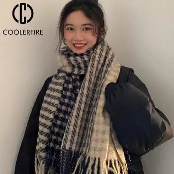 Новинка 2021 года, шарф Ins для женщин и мужчин, зимняя южнокорейская версия имитации кашемира, студенческая повседневная теплая шаль AD2159 China&One Size темно-синий