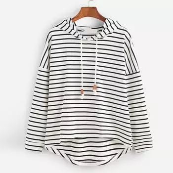 Новинка 2021 года, женские модные полосатые толстовки, женские трендовые повседневные пуловеры, топы S белый
