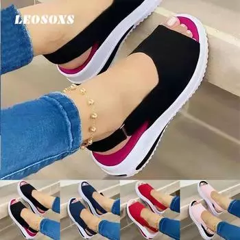 2025 Новые женские сандалии Мягкие женские сандалии Удобные плоские сандалии Женская пляжная обувь с открытым носком Женская обувь 35 чёрный