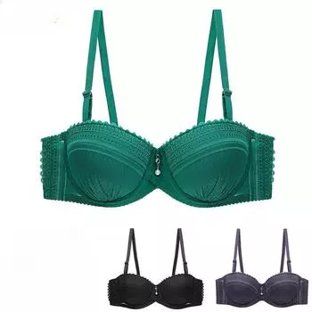 Новинка 2021 года, женский бюстгальтер с половиной чашки, сексуальный кружевной бюстгальтер 80 85 90 95BC, женский бюстгальтер 80B зелёный