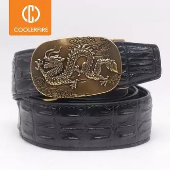 Новинка 2021, мужские ремни, автоматическая пряжка, дракон, металлическая пряжка, брендовый ремень с крокодиловым узором, винтажный джинсовый ремень с храповым механизмом LD104 95CM серебряный