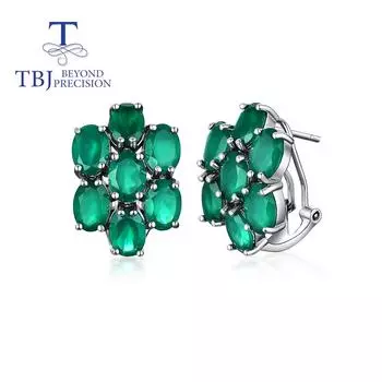 Новинка 2022, 10-каратный натуральный зеленый агат, овальные серьги с драгоценными камнями 5*7 мм, стерлинговое серебро 925 пробы, изысканные ювелирные изделия для женщин L зелёный