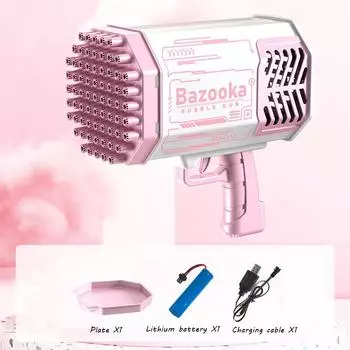 Новинка 2022 года, 69 отверстий, электрический ракетный пистолет для пузырей, автоматический выдув пузырей, машина для мыла и пузырей воды для детей, уличная игрушка розовый