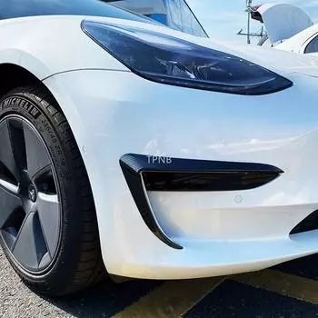 Новинка 2022 года, автомобильная передняя противотуманная фара для бровей для Tesla Model 3, фортепиано, черный и карбоновый цвета, аксессуары чёрный