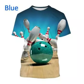 Новинка 2022 года, футболка для боулинга с 3D принтом, индивидуальная модная футболка унисекс в стиле Харадзюку, футболка с круглым вырезом и коротким рукавом, топ