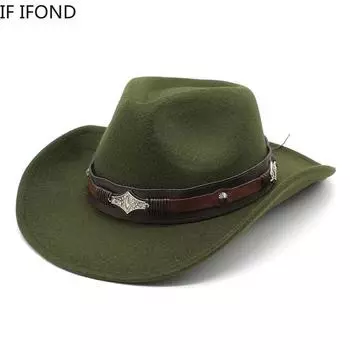 Новинка 2022 года, ковбойская шляпа в стиле вестерн для мужчин, модный пояс, джентльмен, ковбойская джазовая кепка, церковные шляпы-федоры, gorros hombre 57-58CM
