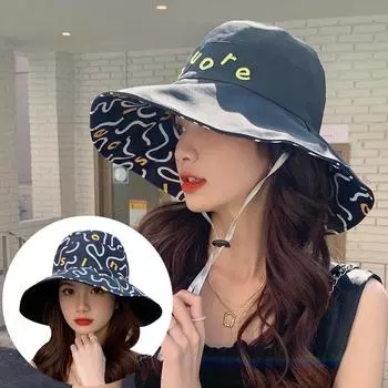 Новинка 2022 года, летняя солнцезащитная шляпа, женская корейская версия, двусторонние панамы, женская шляпа от солнца с большими и широкими полями, Sombreros De Mujer M 56-58CM чёрный