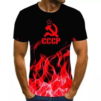 Новинка 2022 года, мужская брендовая мужская футболка CCCP с 3D градиентом, мужская футболка с коротким рукавом, однотонная мужская свободная футболка с коротким рукавом, мужской топ 6XL