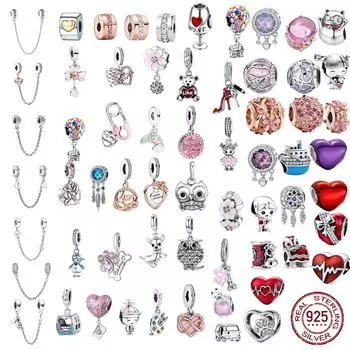 Новинка 2022 года, очаровательные бусины из стерлингового серебра 925 пробы с сердцем для девочек и мальчиков, подходят для оригинального модного браслета, цепочка в виде змеи, бисер, женский подарок