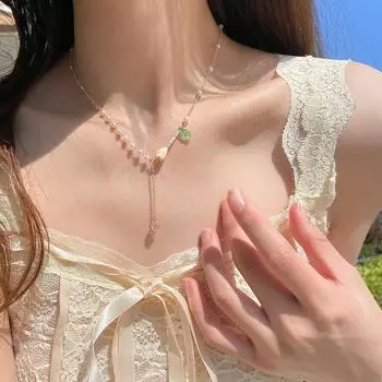 Новинка 2022 года, ожерелье с кисточкой и цветком розы, простые изысканные элегантные ожерелья-цепочки с ключицей