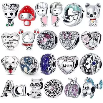 Новинка 2022 года, подвеска из стерлингового серебра 925 пробы с животными, домашними животными, очаровательные бусины «Любовь» для оригинального браслета, DIY ювелирные изделия для женщин