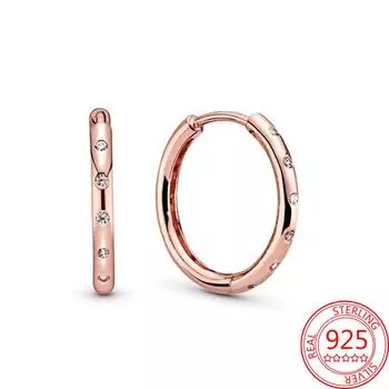Новинка 2022 года, серьги из стерлингового серебра 925 пробы, розовое золото, серьги-кольца с бриллиантами, круглые серьги, женские свадебные украшения, подарок