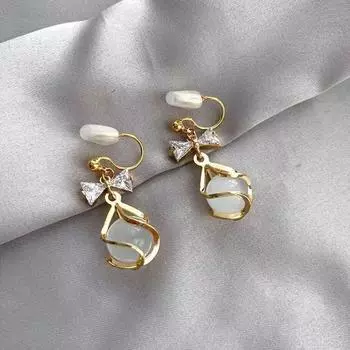 Новинка 2022 года, серьги с камнями «кошачий глаз», серьги-бабочки, спирали от комаров без пирсинга, клипсы для женщин