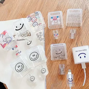Новинка 2022 года, USB-кабель со смайликом, линия передачи данных, держатель для намотки шнура, защитный чехол для Apple Iphone, быстрая зарядка 18/20 Вт