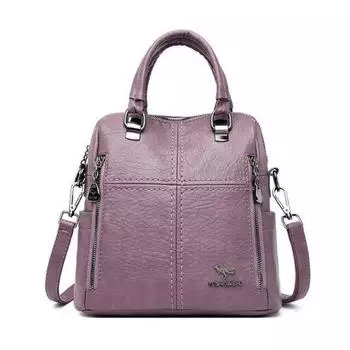 Новинка 2022 года, высококачественный кожаный рюкзак, женские сумки на плечо, многофункциональный дорожный рюкзак, школьные сумки для девочек фиолетовый