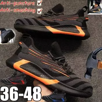 Новинка 2022 года, защитная обувь, противоударная, противопрокольная, легкая защитная рабочая обувь для мужчин, большие размеры 35-48 36 красный