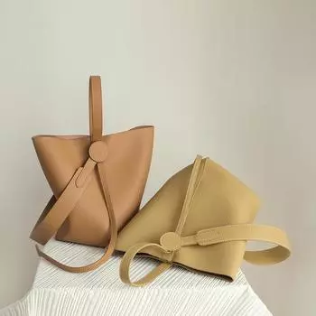 2025 Новая женская модная универсальная сумка-ведро через плечо из мягкой кожи, сумки через плечо из композитного материала, роскошная дизайнерская сумка для женщин ONE SIZE жёлтый