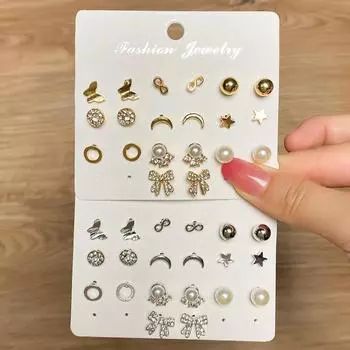 Новинка 2022 года, женский модный комплект, серьги-бабочки, женские серьги с луной, вечерние студенческие милые темпераментные элегантные очаровательные серьги, комплект золотой