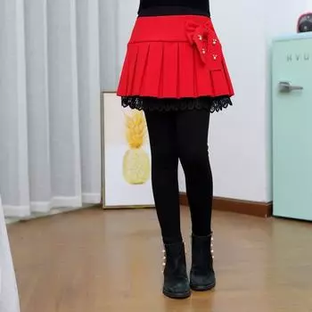 Новинка 2022 года, зимние цельные леггинсы для девочек, брюки-кюлоты, бархатные утепленные штаны, осенне-зимняя детская одежда 160