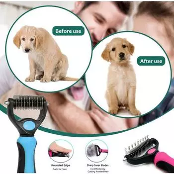 Новинка 2022, профессиональная расческа для ухода за домашними животными, гребень для подшерстка, инструмент для удаления шерсти, щетка для собак и кошек 17*5.5CM розовый