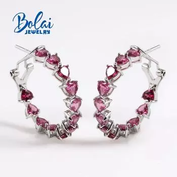 Новинка 2022, серьги-застежки из стерлингового серебра 925 пробы с натуральным родолитом и гранатом для женщин и девочек, хороший подарок