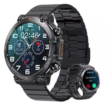 Новинка 2023 года, 1,39-дюймовые мужские умные часы с Bluetooth и вызовом, спортивные фитнес-трекеры с монитором сердца, умные часы для Android IOS, 400 мАч Silicone чёрный