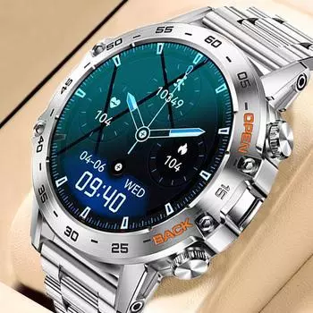 Новинка 2023 года, 1,39-дюймовые умные часы с Bluetooth-вызовом, мужские спортивные фитнес-трекеры, IP68, водонепроницаемые умные часы для Android iOS, 400 мАч Silicone band чёрный