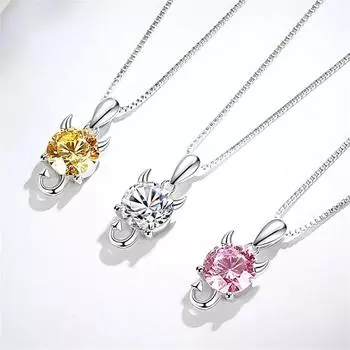 Новинка 2023 года, 2 карата с муассанитом и бриллиантом, стерлинговое серебро S925, креативное маленькое ожерелье с подвеской в виде свежего животного, женские брендовые ювелирные изделия белый