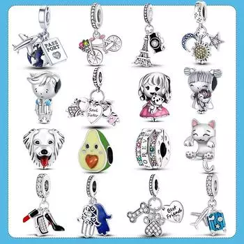 Новинка 2023 года, 925 серебро, летний океан, Ловец снов, единорог, бусины, висячие подвески, подходят для оригинального модного браслета, ювелирные изделия