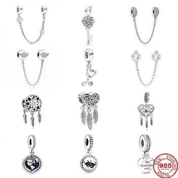 Новинка 2023 года, бусины «Ловец снов» в форме сердца для девочек, подходят оригинальные подвески, серебряный браслет 925 пробы, сделай сам, женские ювелирные изделия Berloque