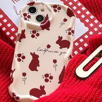 Новинка 2023 года, чехол с изображением кролика для Iphone 11 12 Promax 14 Pro Max 13promax, противоударный чехол для телефона с милым кроликом и розой for iphone 11