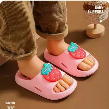 Новинка 2023 года, детские тапочки для мужчин и женщин, нескользящие летние сандалии с мягкой подошвой для детей с изображением динозавра и мягкой подошвой 24-25 розовый