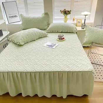 Новинка 2023 года, домашний текстиль, однотонная простыня, стеганая хлопковая сэндвич-юбка на кровать, матрас, пылезащитный чехол, покрывало, простыня 1.2x2.0m-Sheets
