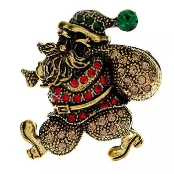 Новинка 2023 года, инкрустированная стразами, Рождественская брошь Санта-Клауса, булавки, унисекс, зимние праздничные ювелирные изделия, подарки, модные металлические броши, подарок на день рождения