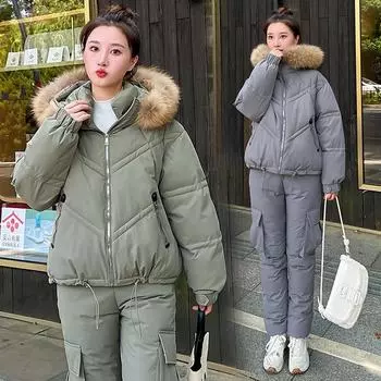 Новинка 2023 года, комплект пуховиков, женская зимняя одежда, модная толстая теплая куртка M