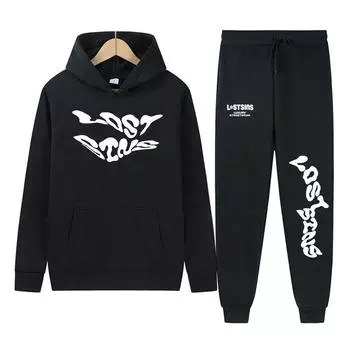 Новинка 2023 года, комплект свитера Y2K LOSTSINS LUXURY STREETWER, уличный комплект с капюшоном с буквенным принтом, осень/зима S