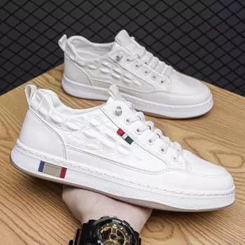 Новинка 2023 года, маленькие белые туфли, мужская повседневная обувь 100, туфли для досок, повседневная обувь на плоской подошве, мужская обувь из кожи аллигатора с низким берцем 39