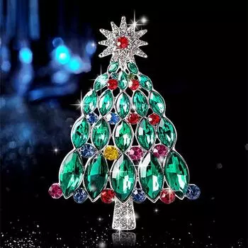 Новинка 2023 года, модная брошь с зелеными кристаллами, брошь в виде рождественской елки, очаровательные броши со стразами для женщин и мужчин, ювелирные изделия унисекс, подарки