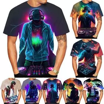 Новинка 2023 года, модная летняя распродажа, 3D DJ, мужская/женская футболка с 3D-принтом, детские топы, одежда больших размеров 100-6XL, большие размеры S