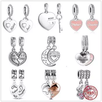 Новинка 2023 года, модные бусины для мамы и дочки, подходят оригинальные модные подвески, серебряный браслет 925 пробы, ожерелье, брелок своими руками, ювелирные изделия