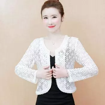 Новинка 2023 года, модный кардиган с длинным рукавом, черно-белый кружевной короткий жакет с бисером, женское пальто J140 S зелёный