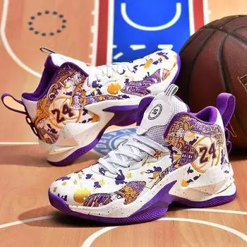 Новинка 2023 года, мужская баскетбольная обувь, противоскользящая спортивная обувь, обувь для фитнеса, мужские и детские баскетбольные ботинки, кроссовки-корзины 35 чёрный