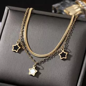 Новинка 2023 года, мужская и женская мода, комплект браслетов из 2 предметов, комбинированные ювелирные изделия, красивый подарочный набор, милый браслет-подвеска с кисточкой, милая подвеска со звездой для девочек золотой